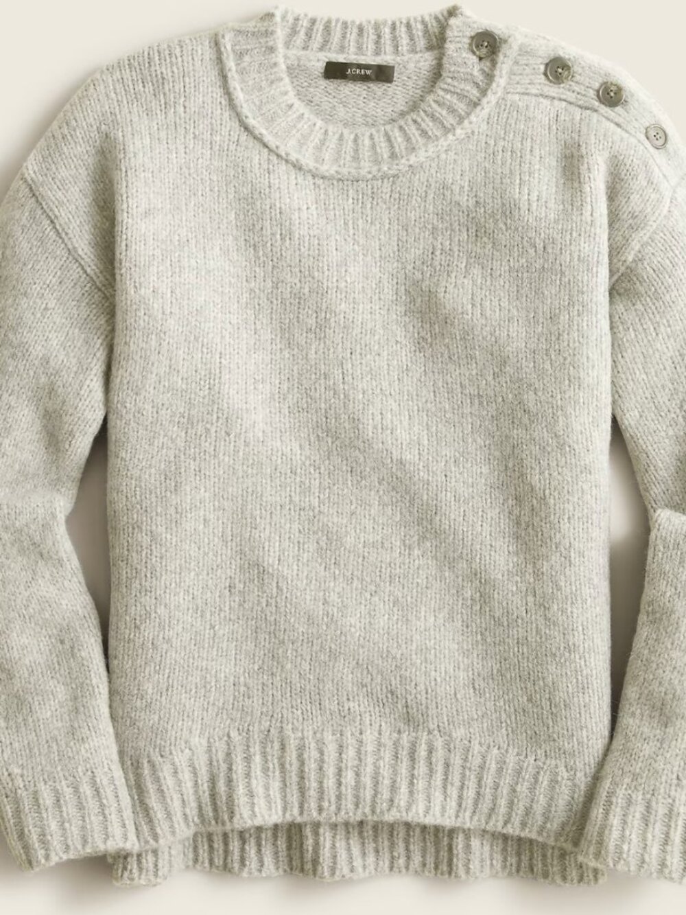 J. Crew Button-shoulder Heathered Crewneck Sweater in Grey, size XXS